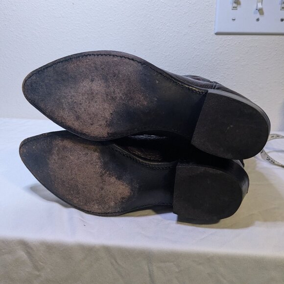 J Chisholm Great Condition Vintage Men's 8.5D Black Cherry Ostrich Leg Hide - Picture 9 of 13